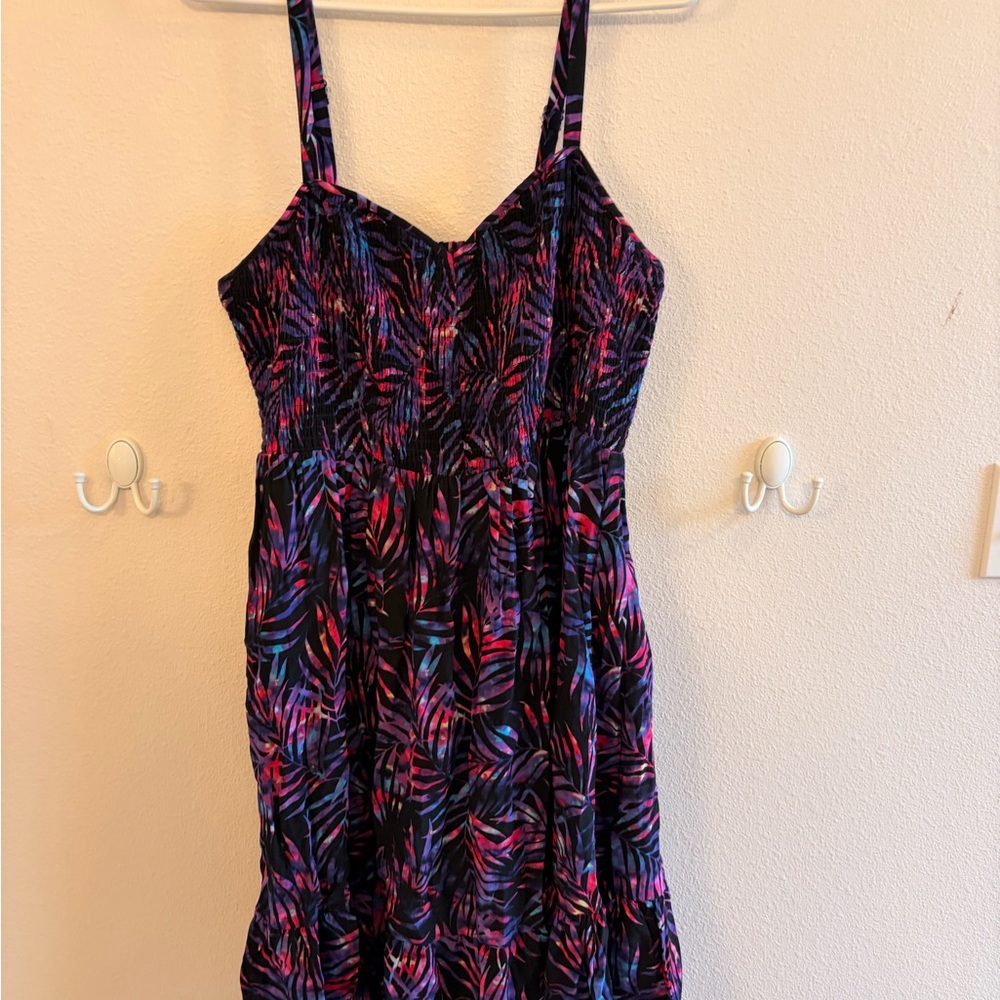 torrid Tropical Print Dress with Pink & Blue Accents
